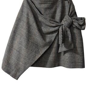 Plaid Wrap Skirt with Bow Detail